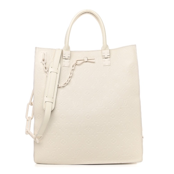 LOUIS VUITTON  Taurillon Monogram Sac Plat Powder White - Picture 1 of 8